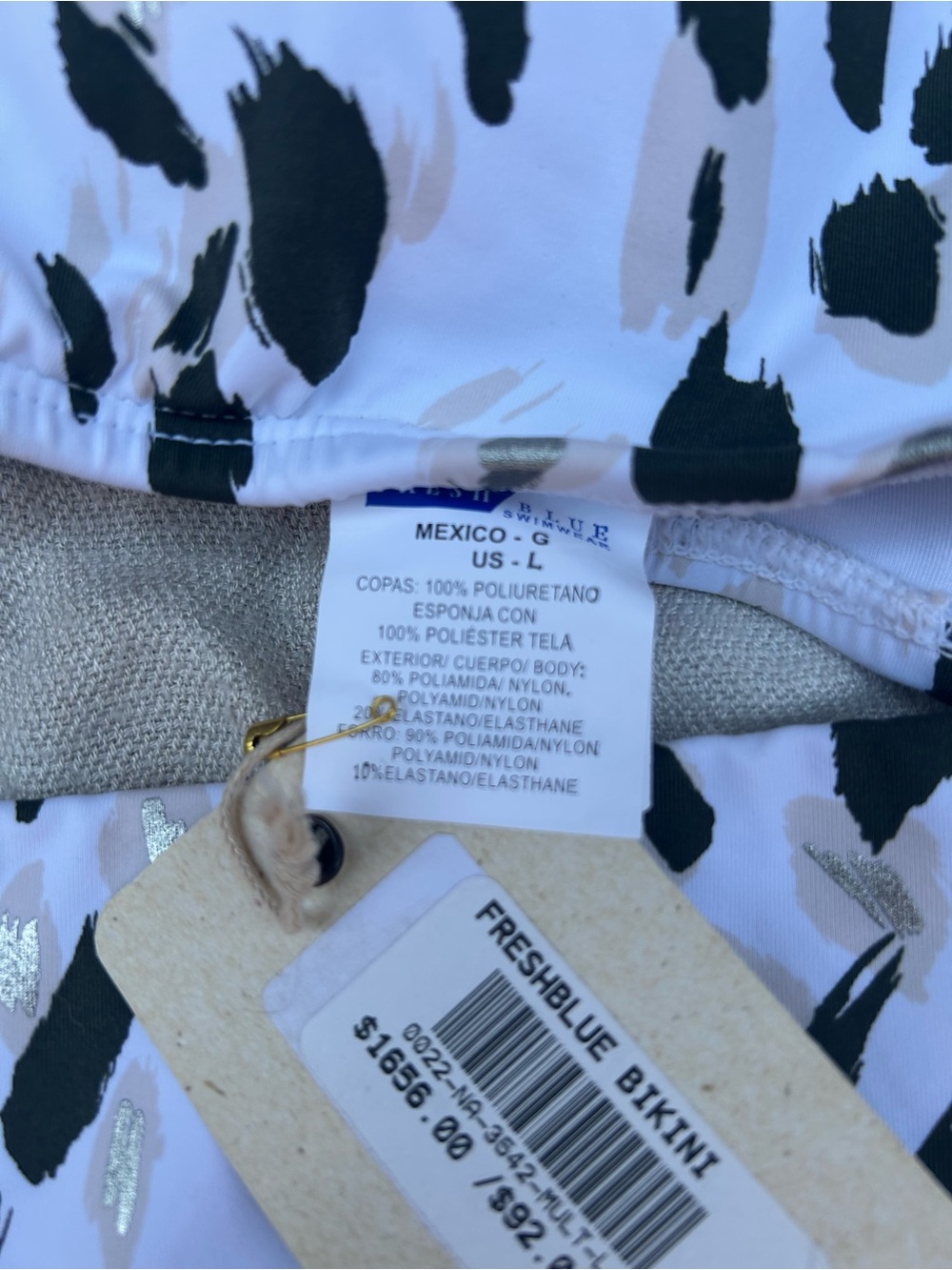 White Animal Print One-Shoulder Bikini Set - Picture 3 of 7